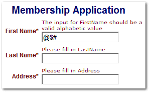 Form validation example
